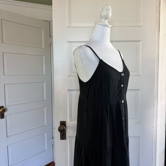 Universal Thread Black Button Down Maxi Dress Pockets M - Picture 4 of 10